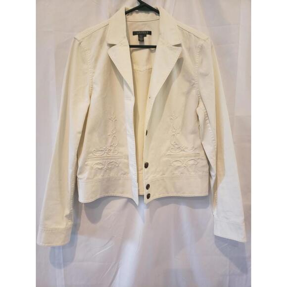 Ralph Lauren Jacket White 100% Cotton Size L Button Closure - Picture 1 of 9